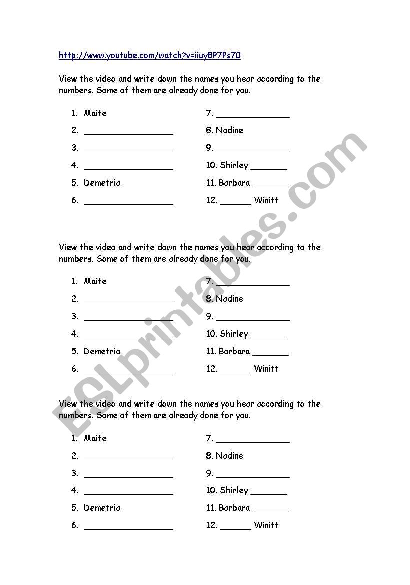 Alphabet video worksheet