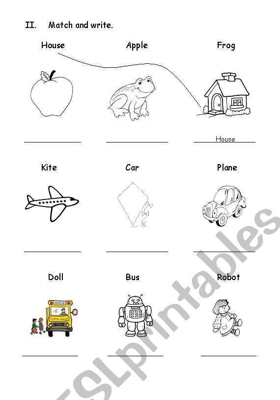 Read And Match A Apple B Ball Two Pages Esl Worksheet By Chesca