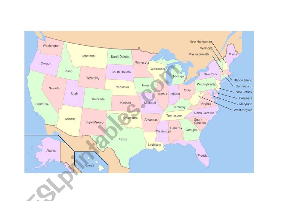 USA map worksheet