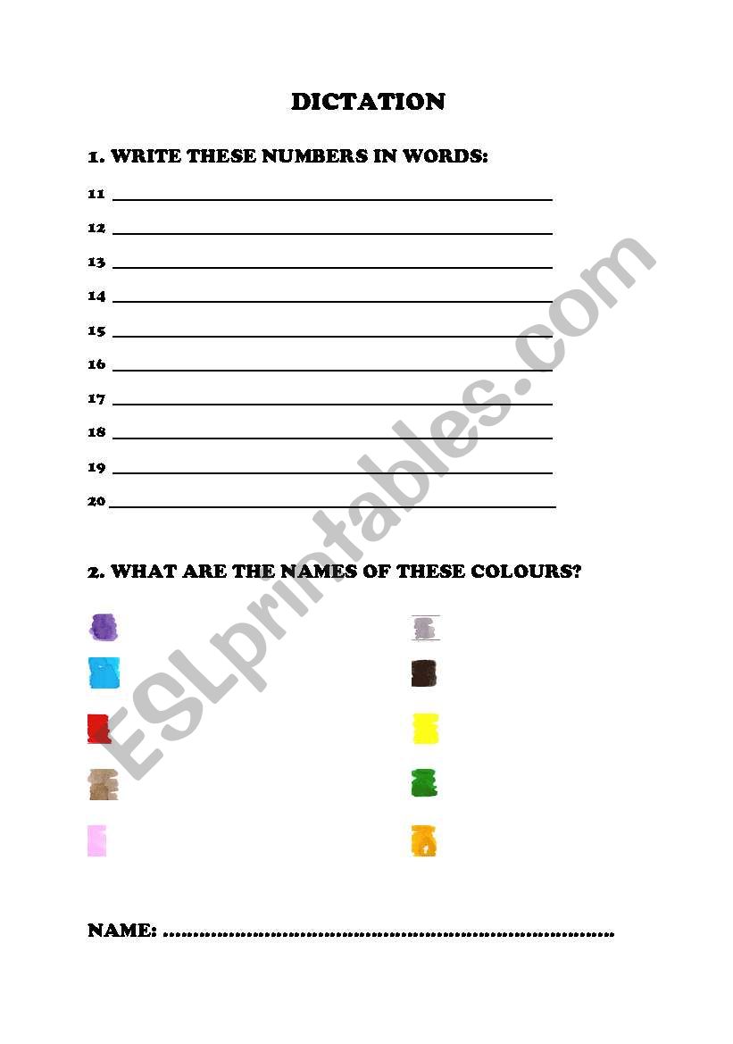 number and colours worksheet worksheet