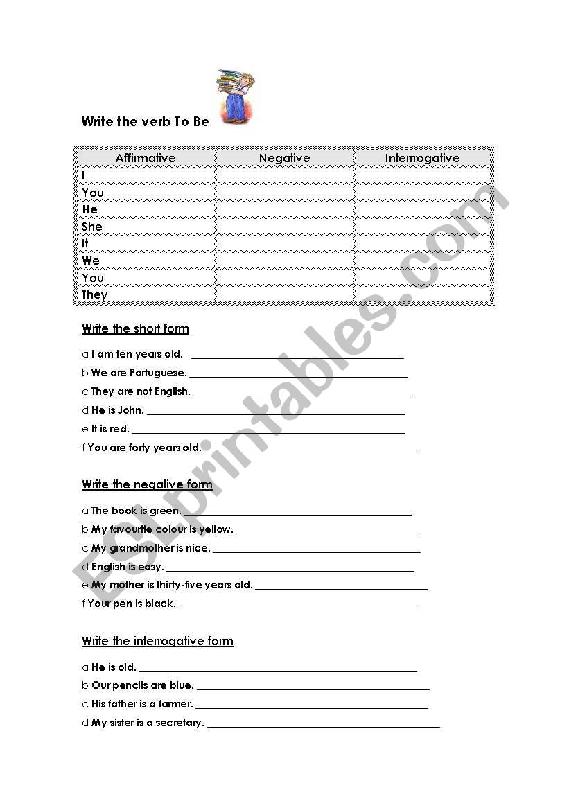 Verb to be worksheet