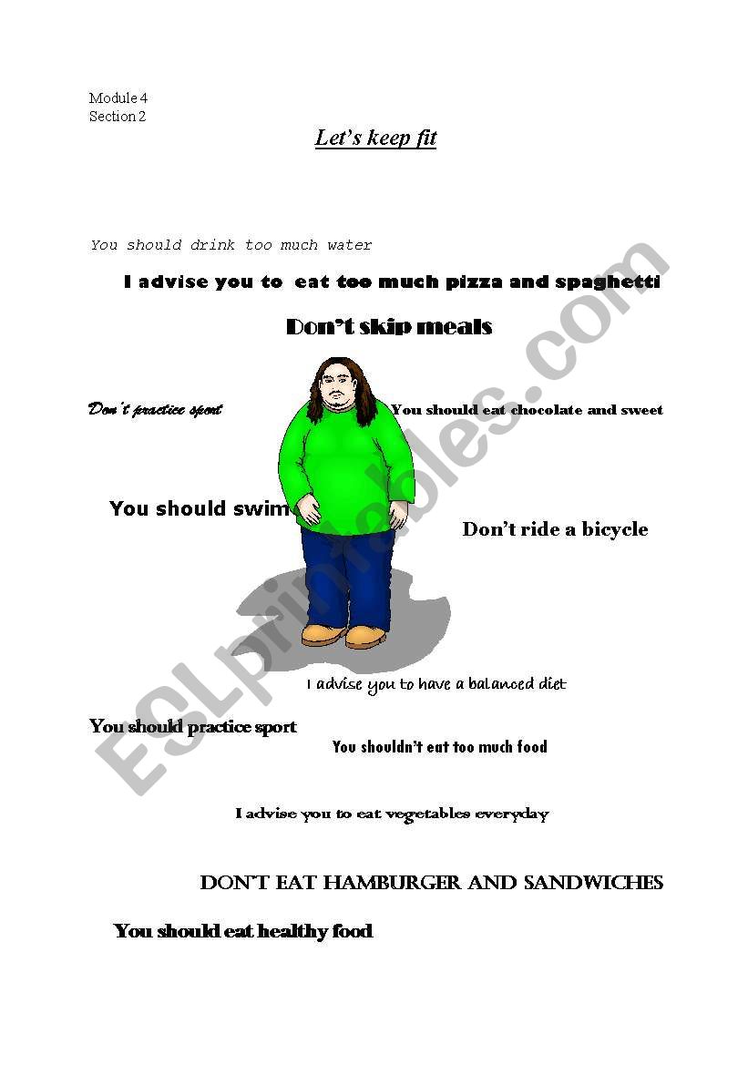 Lets keep fit worksheet