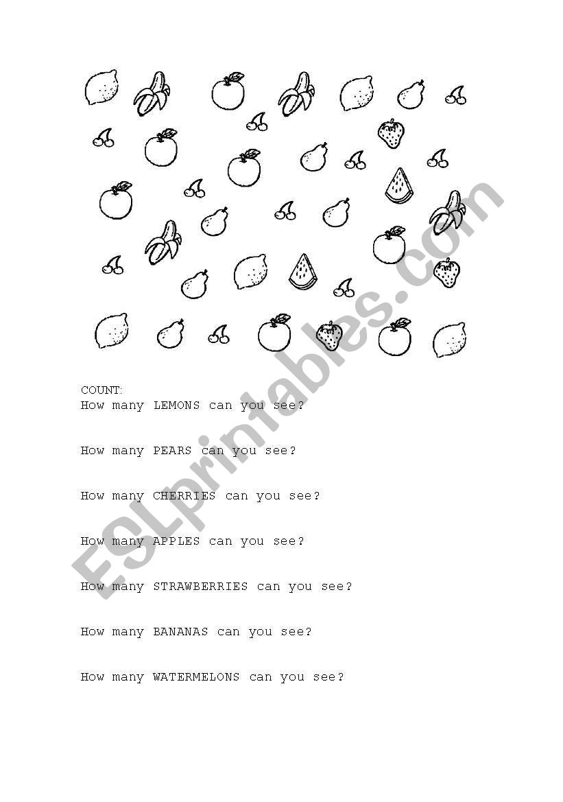 Count the fruits worksheet