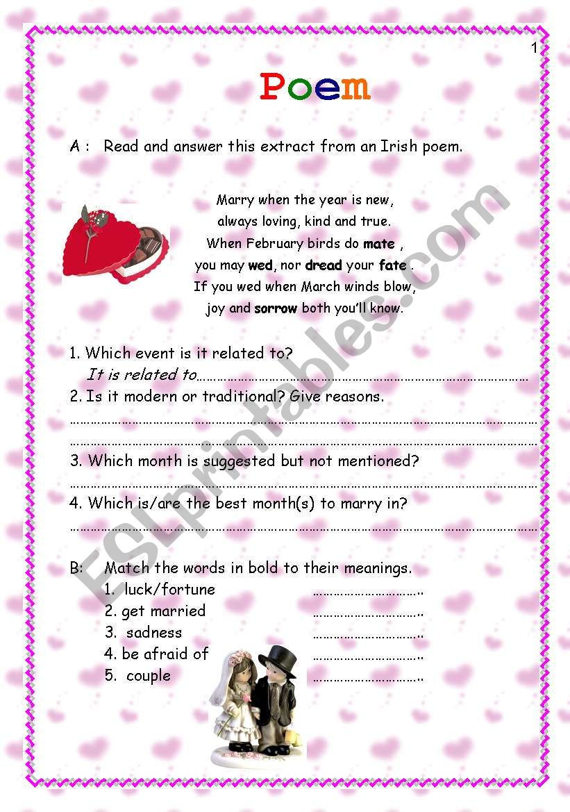 Poem worksheet