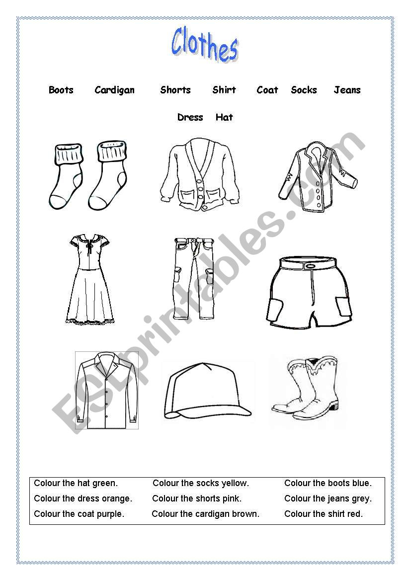 Clothes worksheet