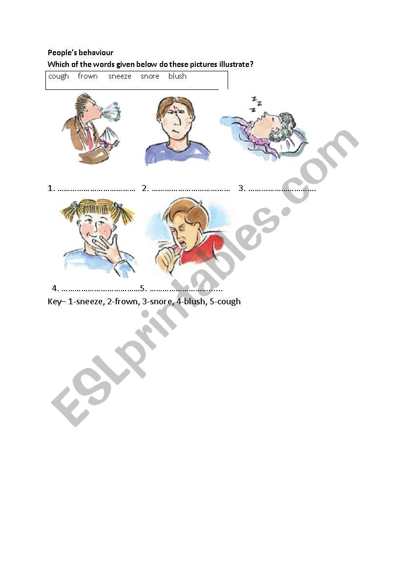 Peoples behaviour worksheet