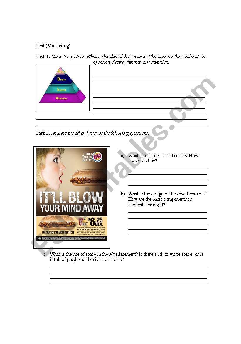 Marketing  worksheet