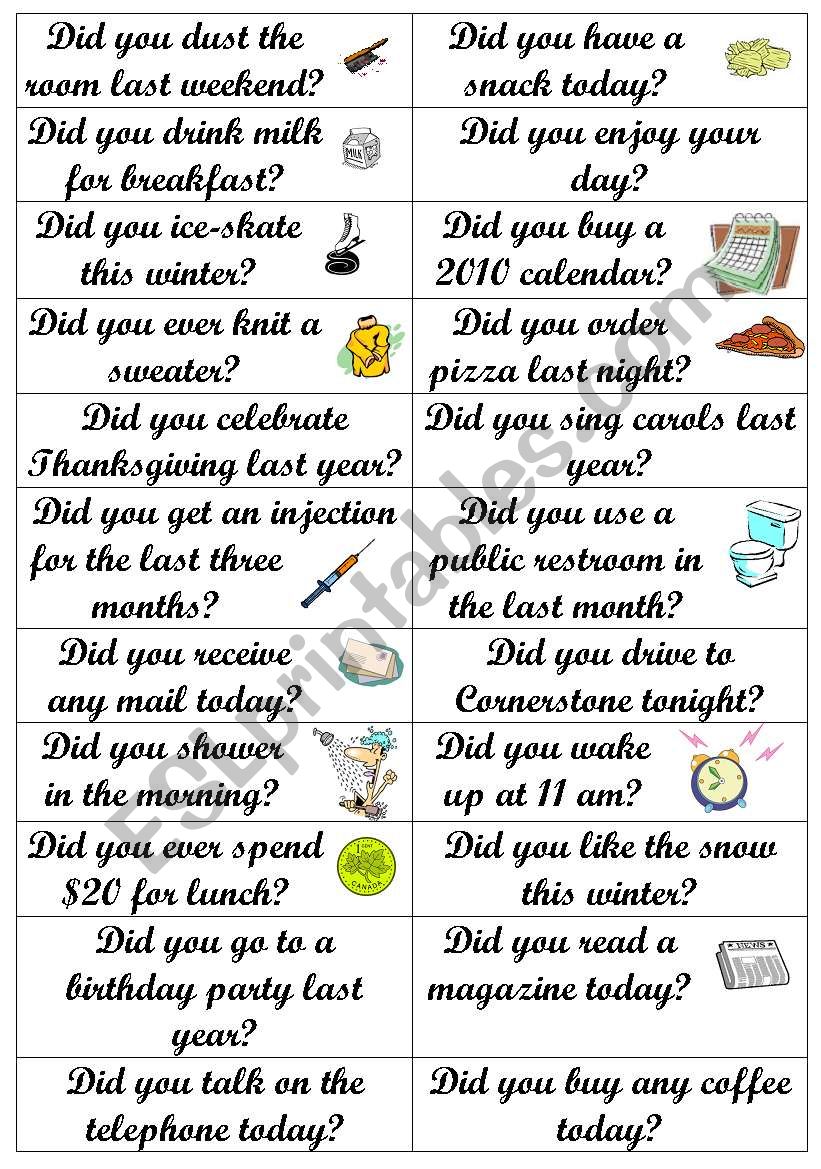 Simple Past Practice Yes No Questions Worksheet Gambaran