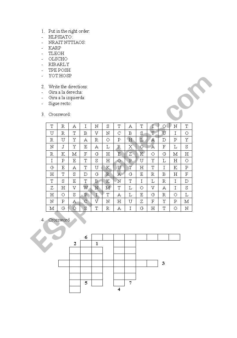 City Vocab & Days worksheet