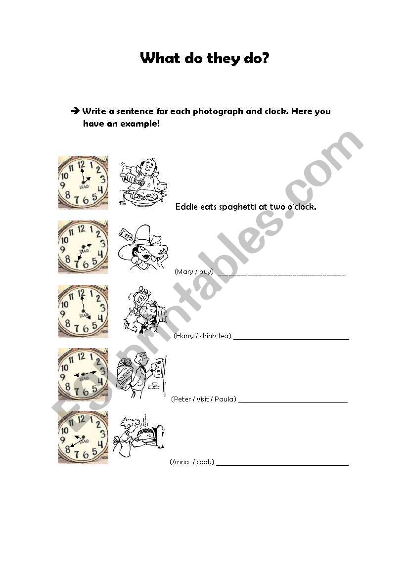 Hours and present simple worksheet