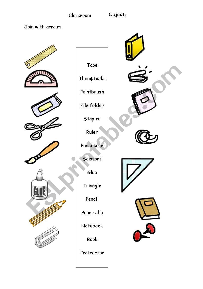 classroom objects worksheet