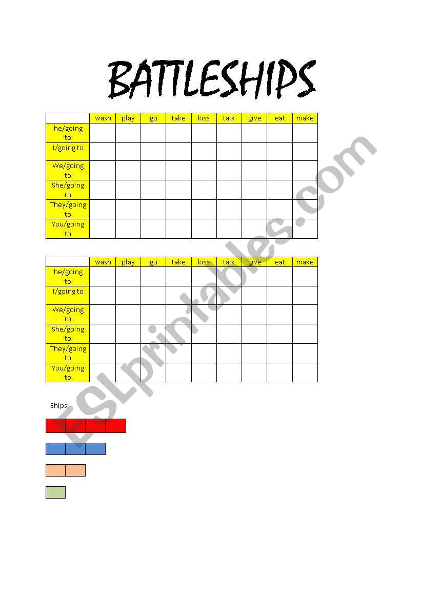 Battleships - to be going to worksheet