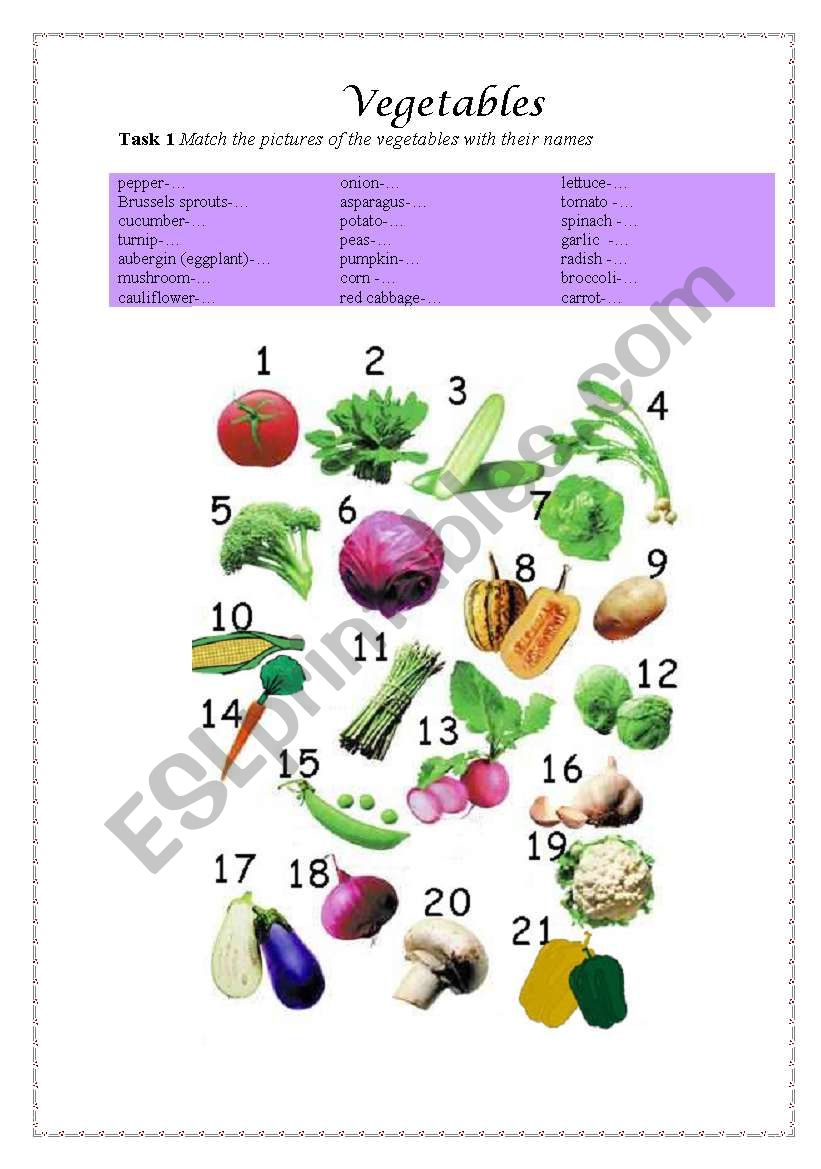 Let´s learn the names of some vegetables - ESL worksheet by irina_irina