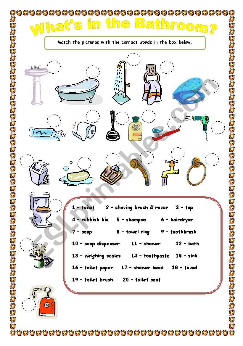 What´s in the Bathroom - ESL worksheet by trixie1973