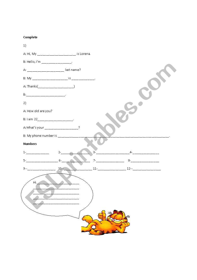 My name is... worksheet