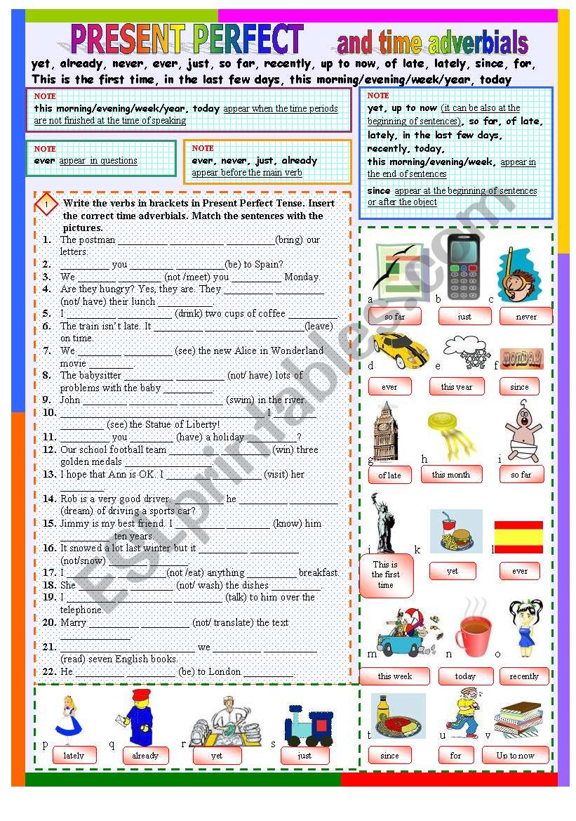 PRESENT PERFECT And Time Adverbials ESL Worksheet By Tasha899