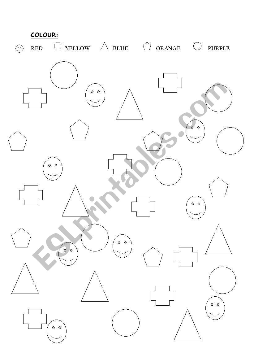 Colour the shapes  worksheet