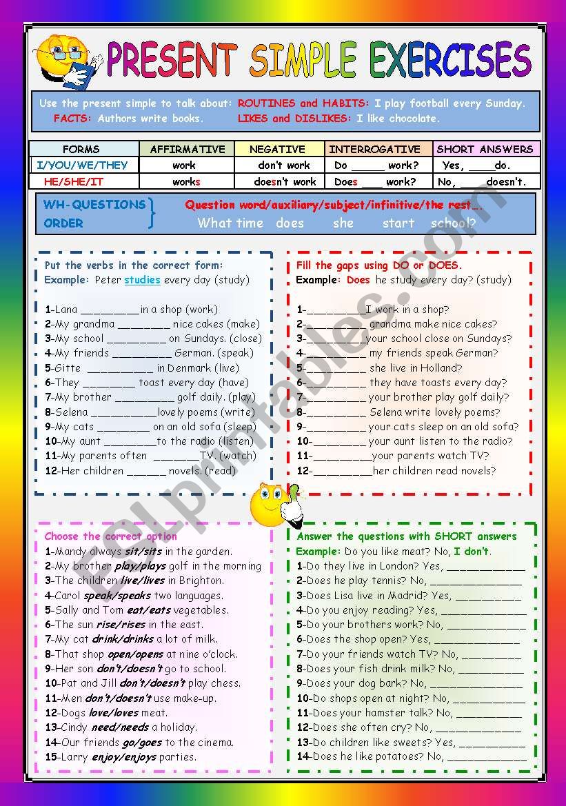 Present Simple Worksheets And Online Exercises Bank2home