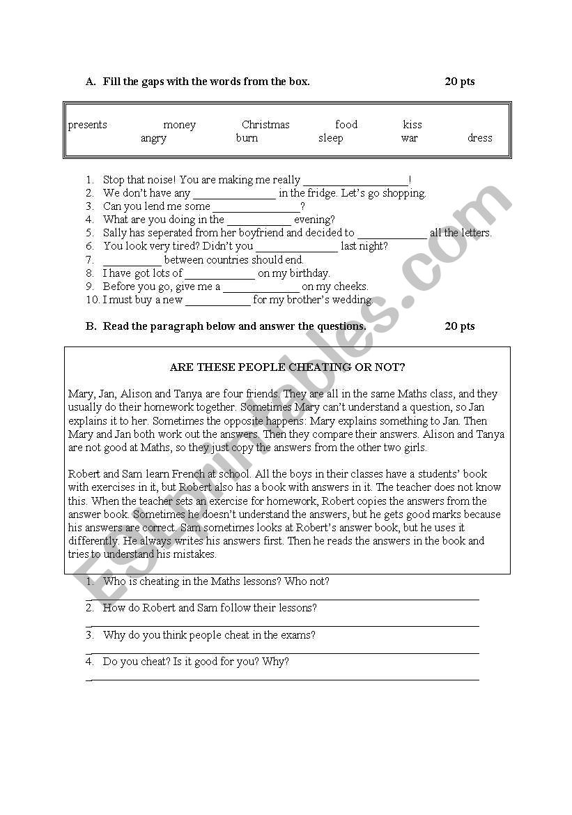 Grammar Review worksheet