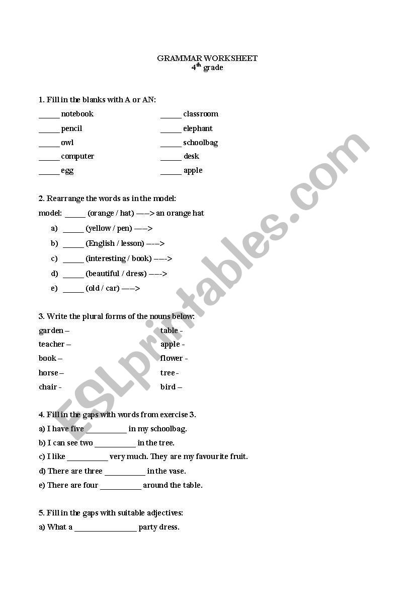 plurals worksheet