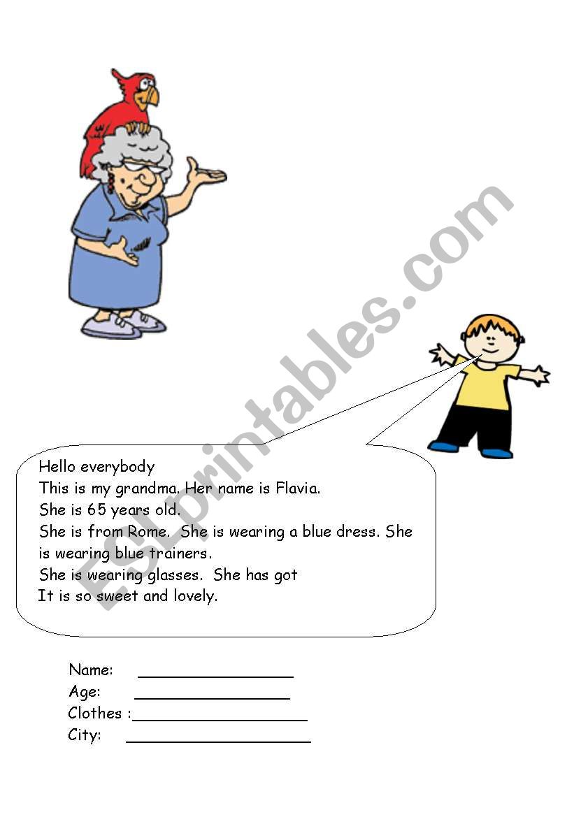 whats my granma wearing? worksheet