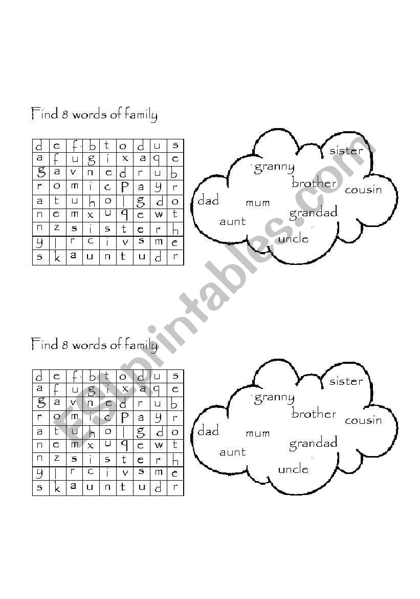 family members worksheet