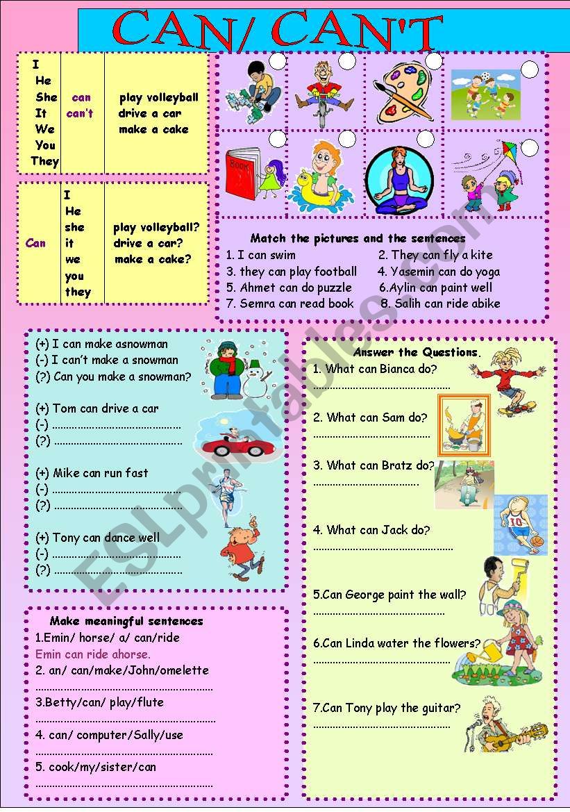 Can/ can´t - ESL worksheet by victoryturk1