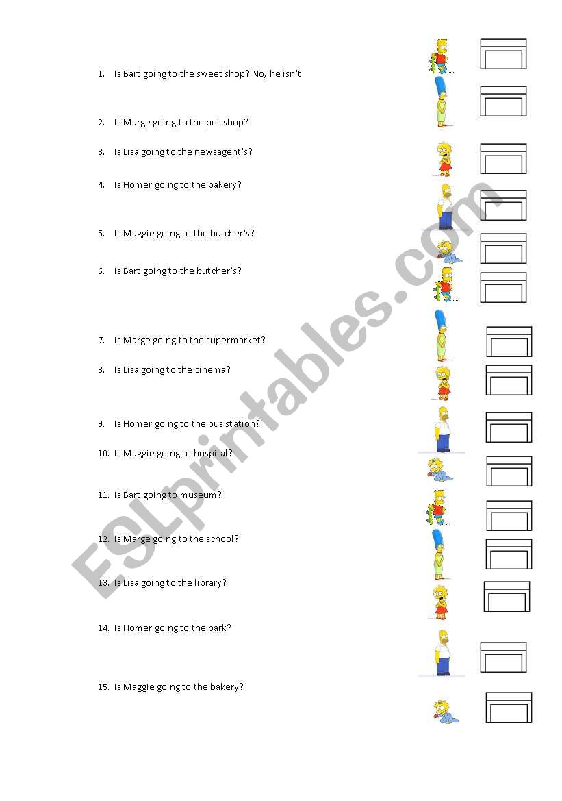 simpsons family and shops worksheet