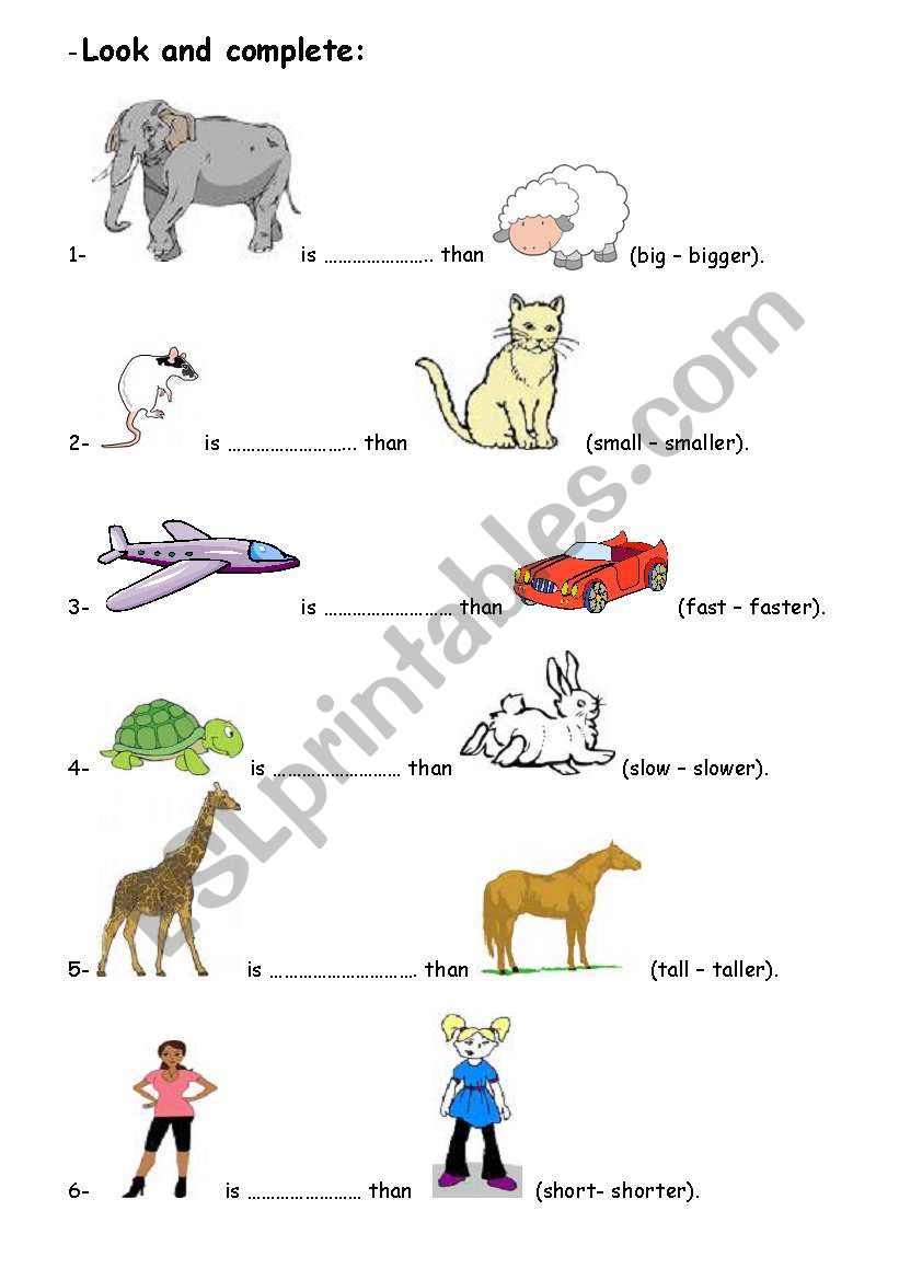 comparitive worksheet