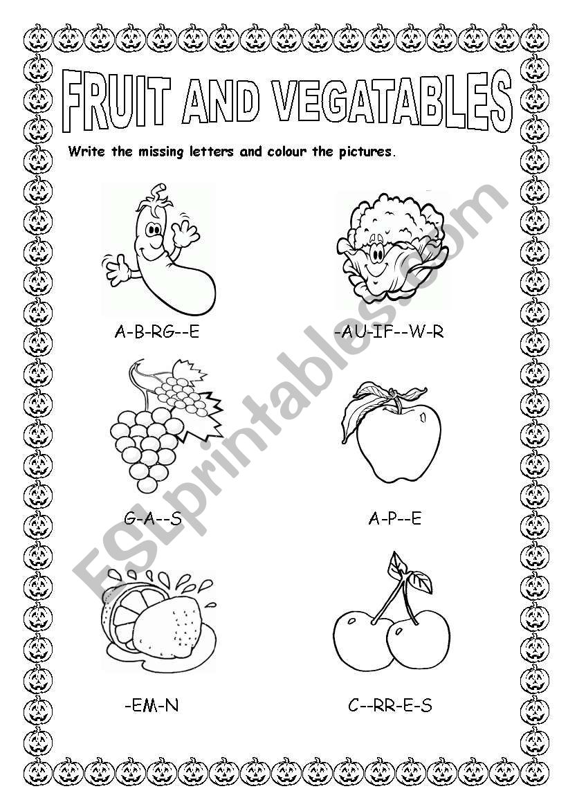 fruit and vegatables worksheet