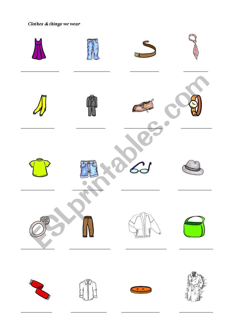 Clothes worksheet