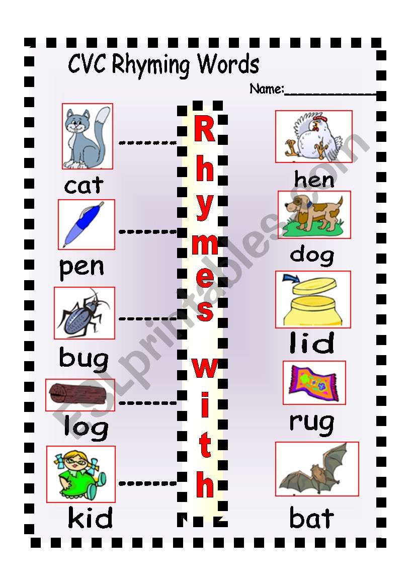 3 Letter Rhyming Words Worksheets For Kindergarten Printable Worksheets