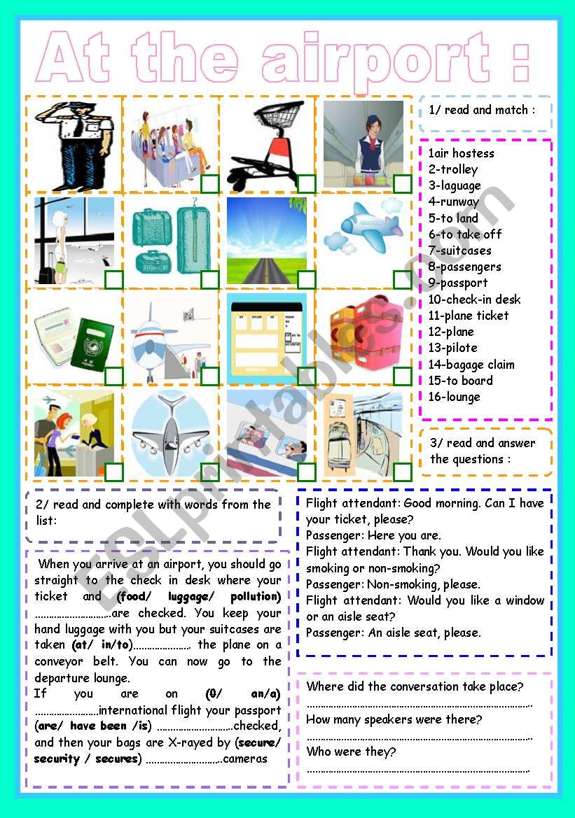 AT THE AIRPORT ESL Worksheet By Ben 10