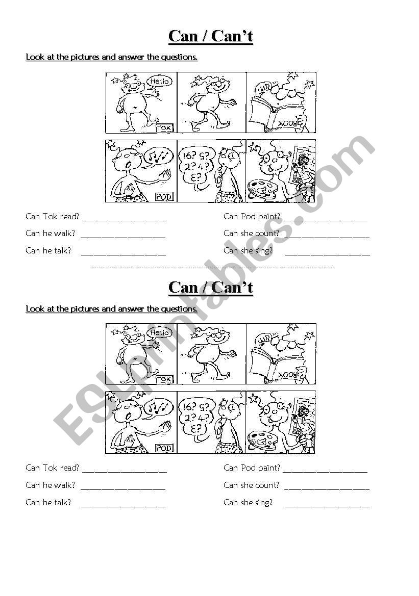 Can or Can´t - ESL worksheet by Vasca