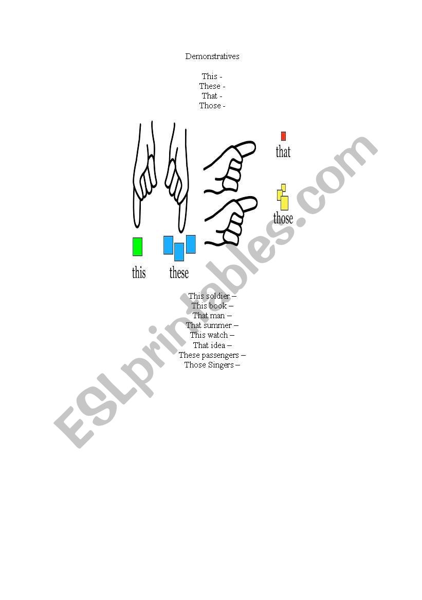 Demonstratives  worksheet