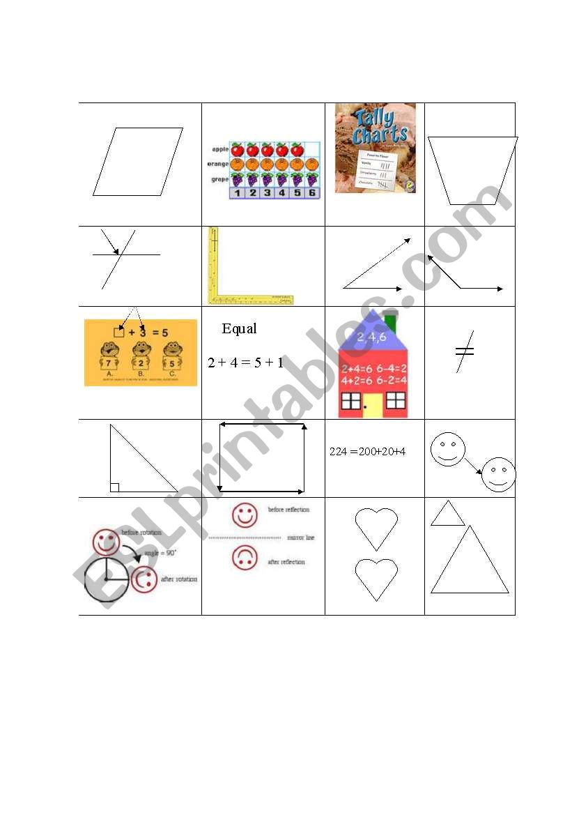 Math Vocabulary Pictures worksheet
