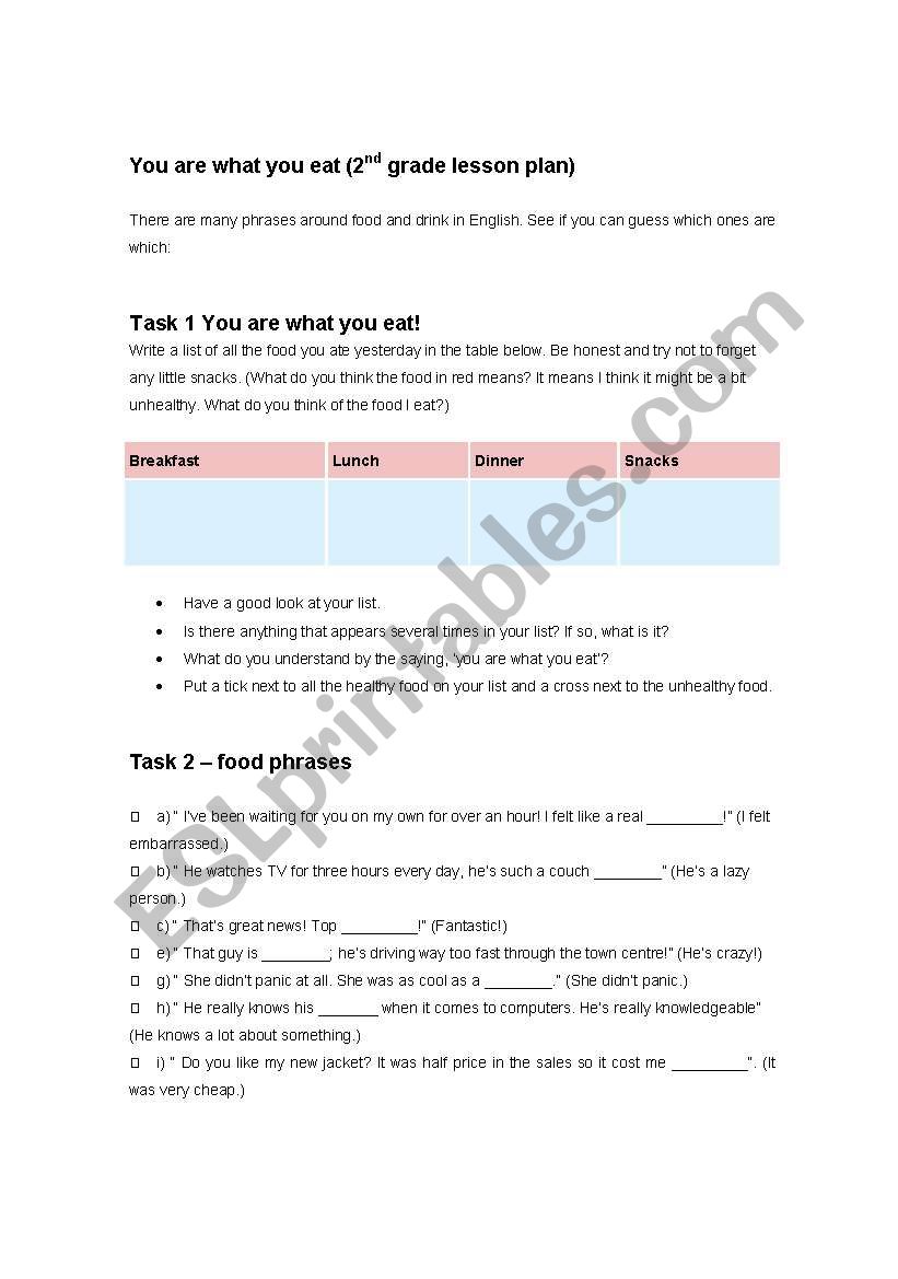 english-worksheets-you-are-what-you-eat