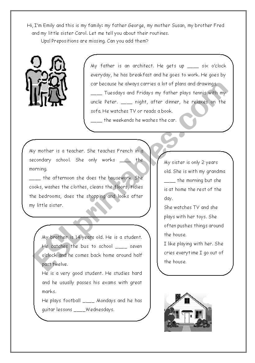 family routine at home essay