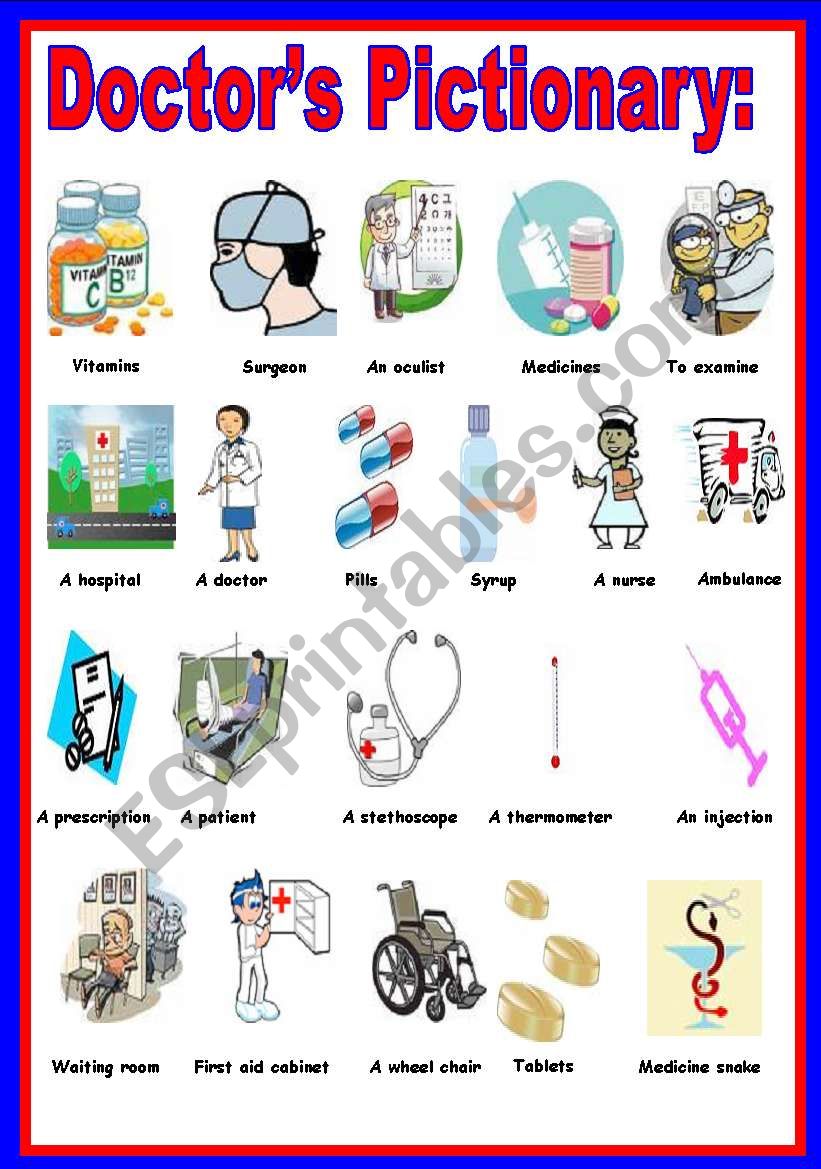 Doctor´s Pictionary Esl Worksheet By Ben 10