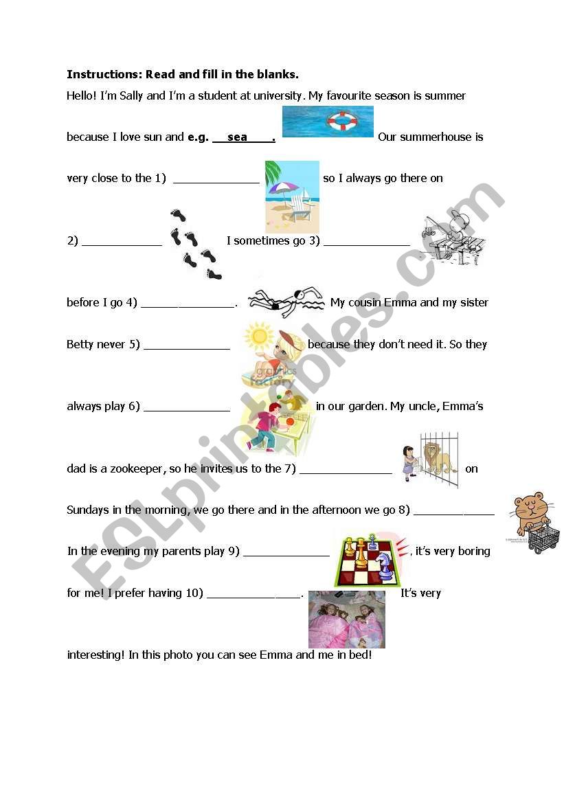 hobbies worksheet