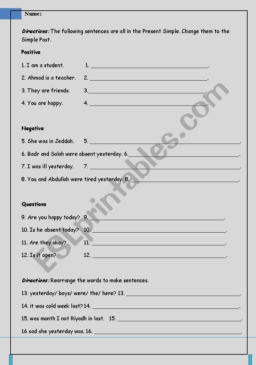 Simple Present/ Past worksheet