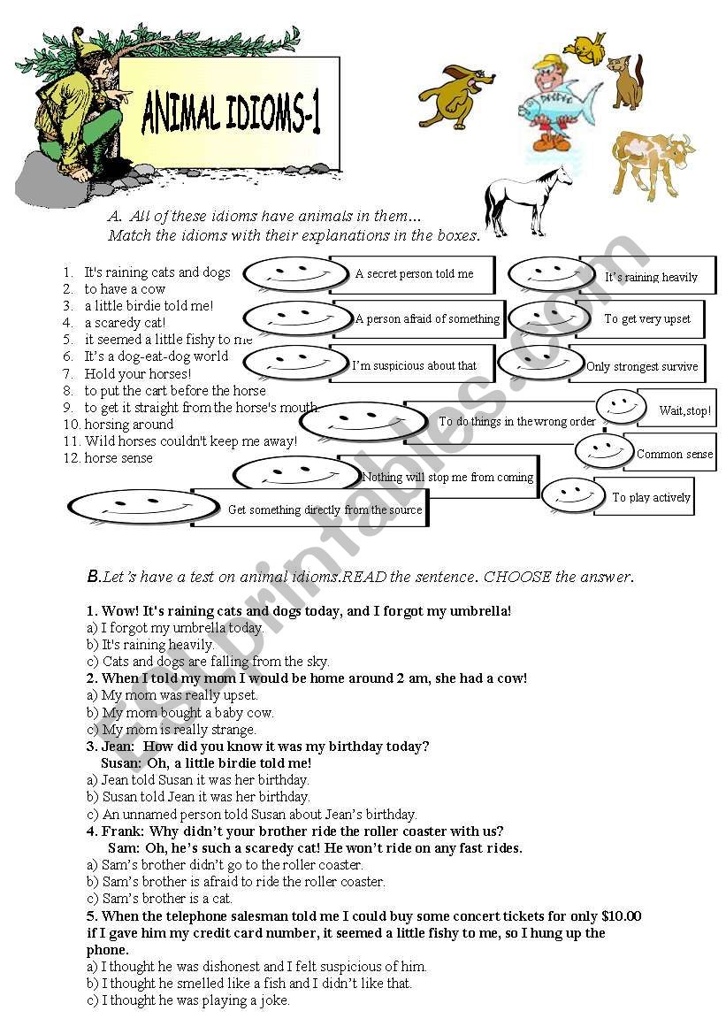 Animal Idioms - ESL worksheet by yasarmah