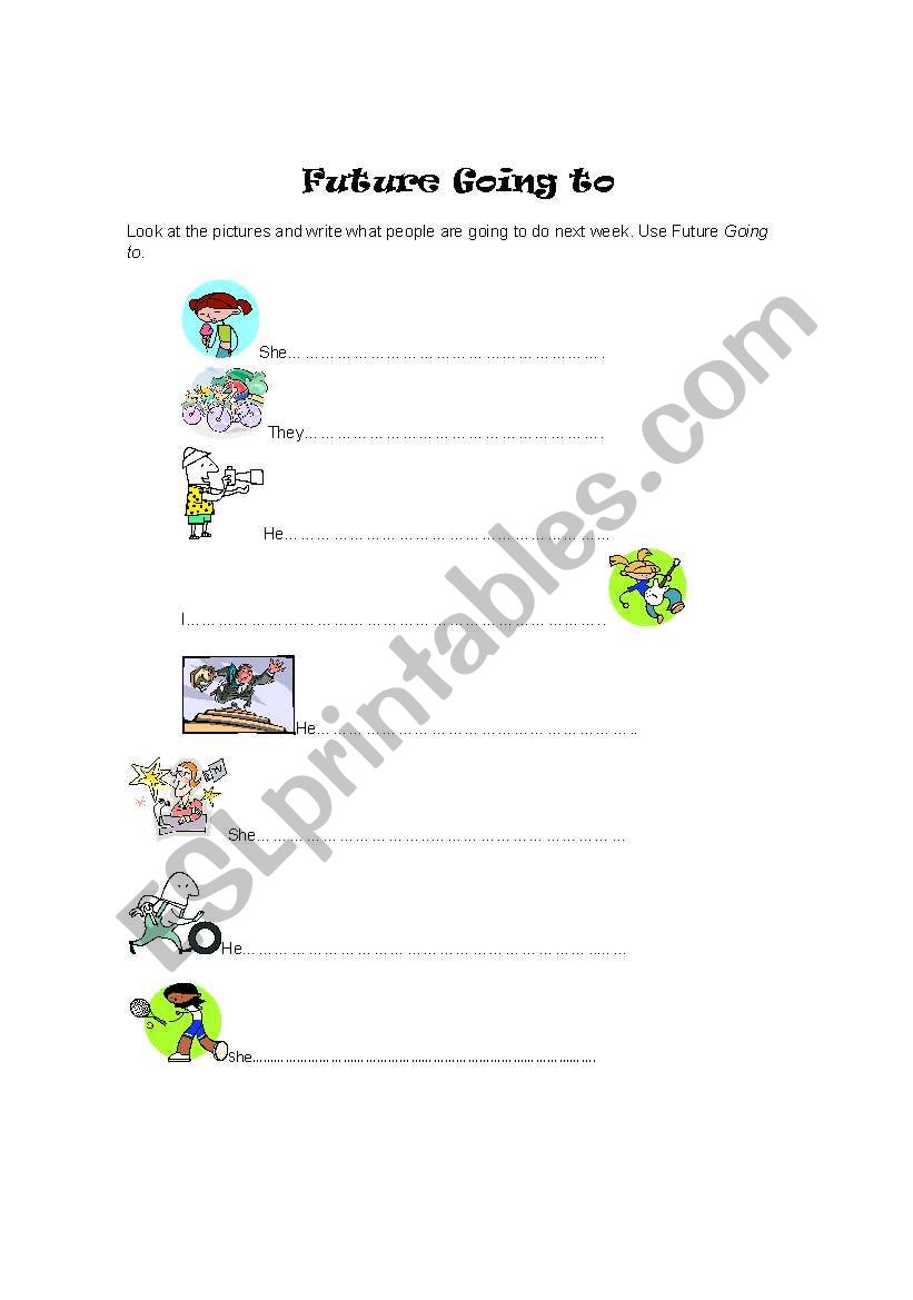 Going to with pictures worksheet