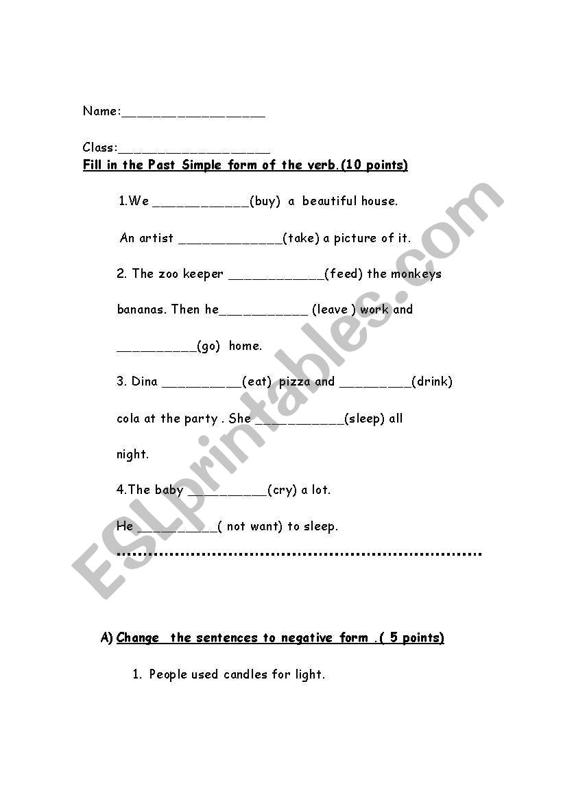 past simple tense worksheet