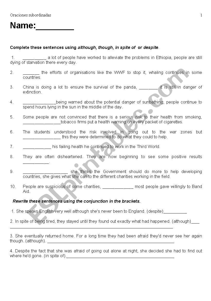 connectors worksheet