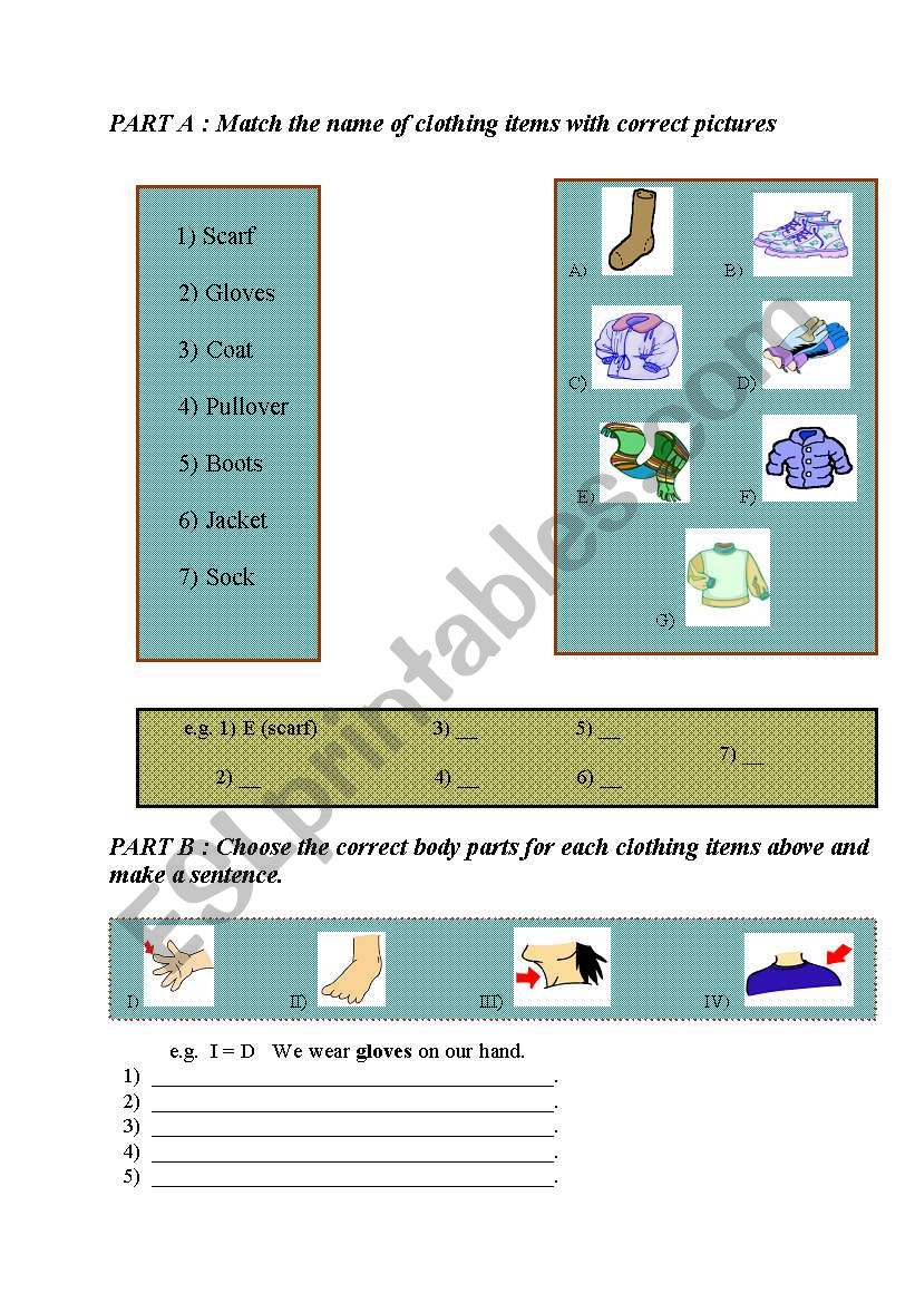 exercise about clothes worksheet