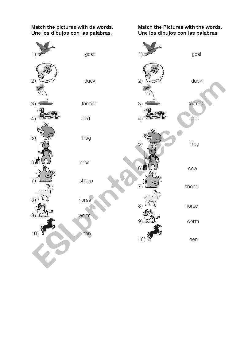 Farm animals worksheet