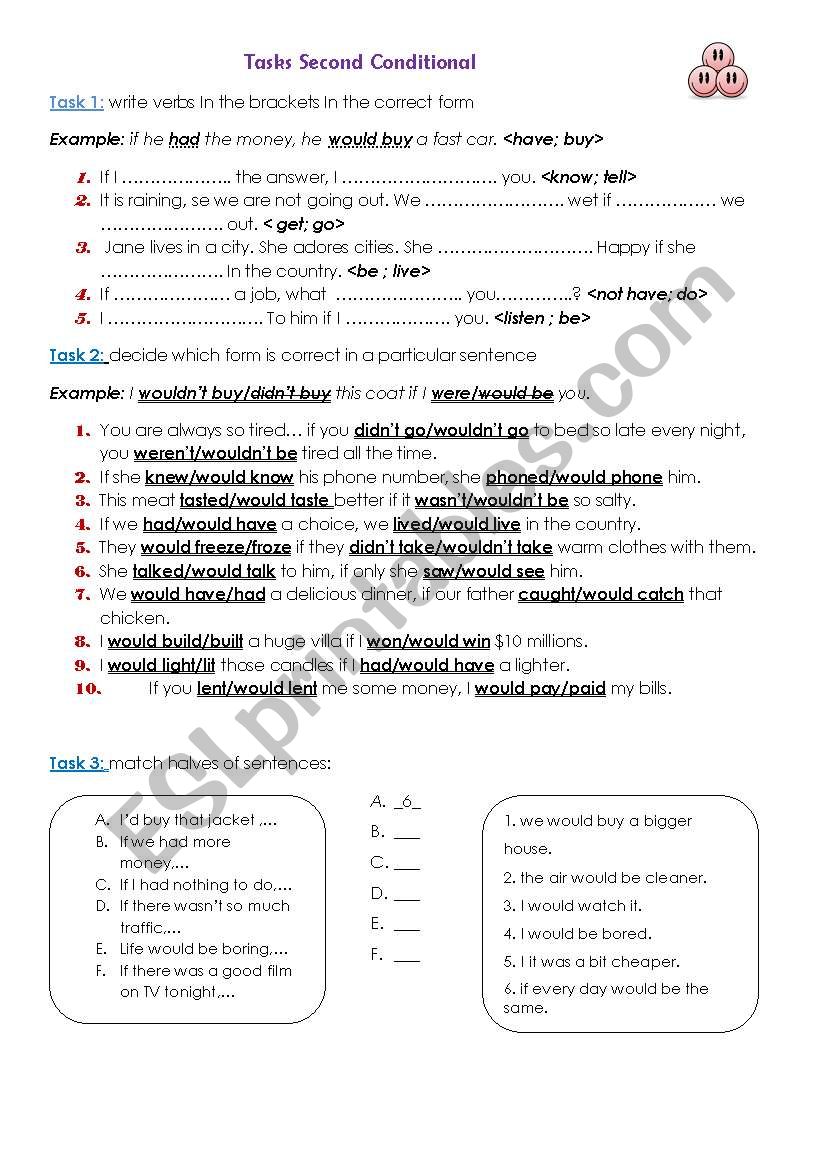 tasks - second conditional worksheet