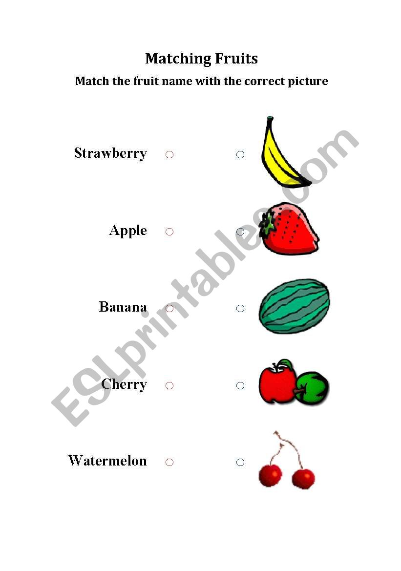 Matching Fruits worksheet