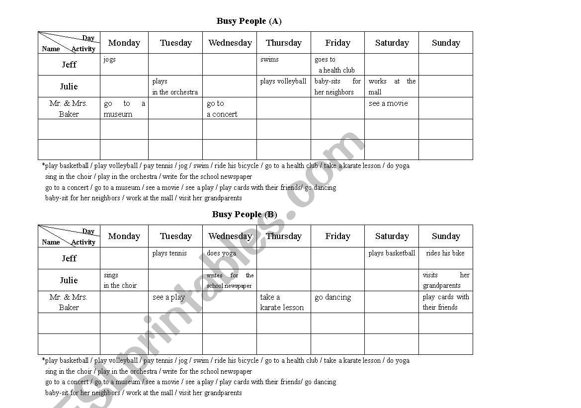 Information Gap(reading activity for SBS book1 chapter10)